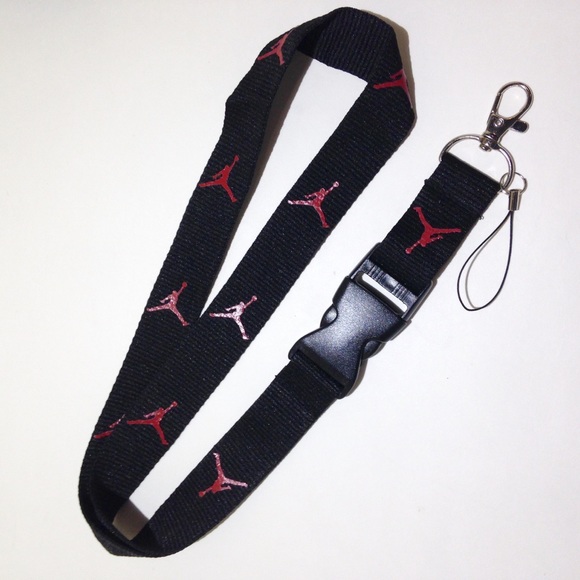 Jordan Lanyard Keychain Neck Strap Black & Red - Picture 1 of 1